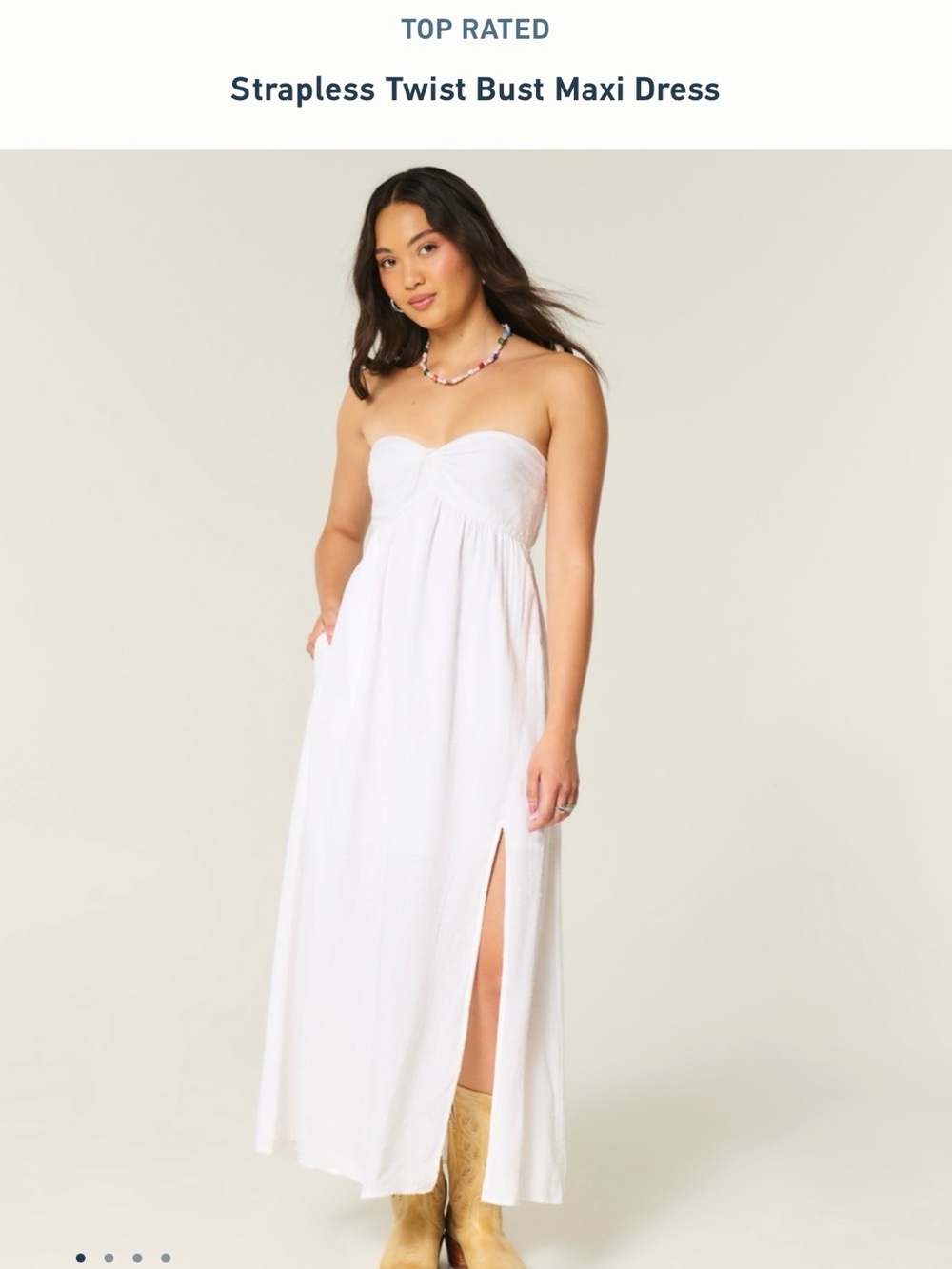 Strapless Twist Bust White Maxi Dress